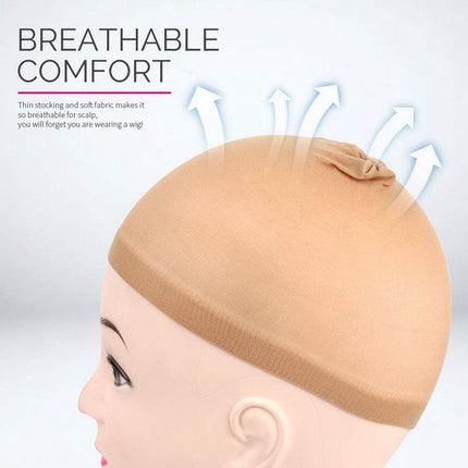 5-piece set - light brown - elastic - wig cap.