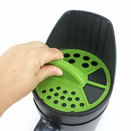 Hand spreader for seed and salt - planting machine for vegetable seeds - spreader for snow salt - adjustable outlet (3 positions) - including scoop - 2.5 liters - For lawn, garden and driveway.