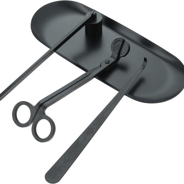 Candle Extinguisher - 3 in 1 Candle Accessory Set - Candle Key, Mini Candle Extinguisher, Candle Key - Perfect for Candle and Fragrance Lovers (3-Piece Set, Black).