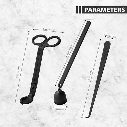 Candle Extinguisher - 3 in 1 Candle Accessory Set - Candle Key, Mini Candle Extinguisher, Candle Key - Perfect for Candle and Fragrance Lovers (3-Piece Set, Black).