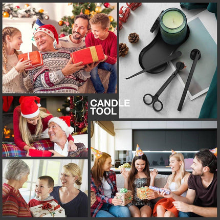 Candle Extinguisher - 3 in 1 Candle Accessory Set - Candle Key, Mini Candle Extinguisher, Candle Key - Perfect for Candle and Fragrance Lovers (3-Piece Set, Black).