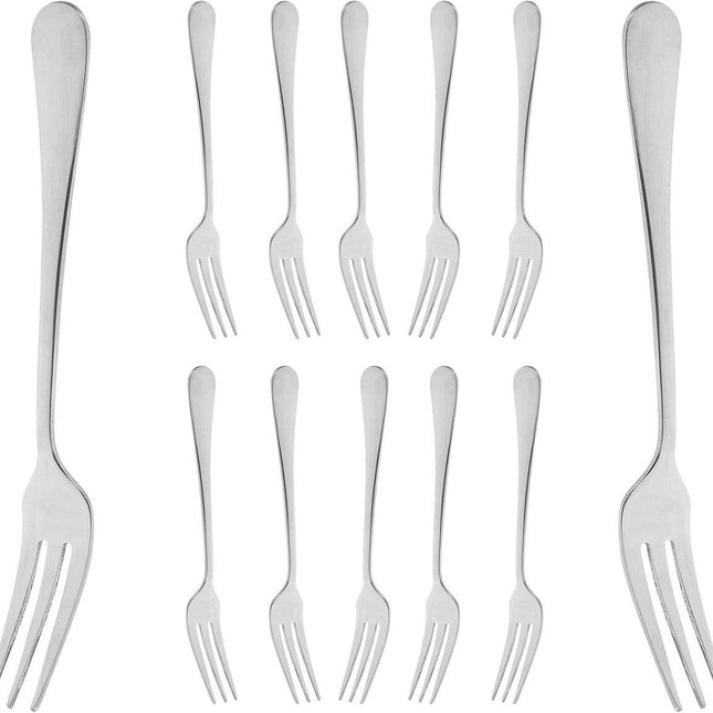 Fruit Forks - 12 pieces - Mini fruit forks made of stainless steel - Portable fruit forks - For snacks and desserts - Suitable for family gatherings and restaurants - Cutlery for formal dinners and outdoor events.