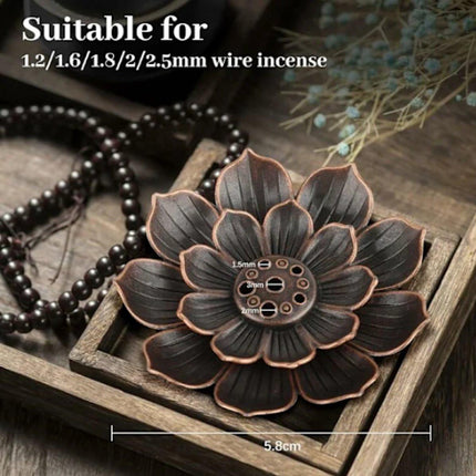 Set of 2 - Lotus-shaped incense burner - 6-hole incense burner with ash collection tray - Suitable for burning incense.