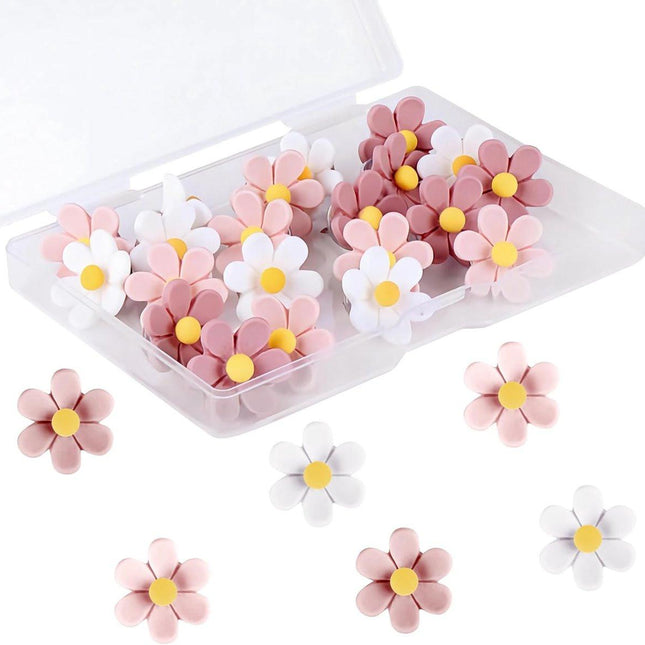 Push Pins - 30 pieces - Flower-shaped push pins - Flower pins for notice boards - Pin board pins - Decorative push pins - Suitable for notice boards, offices, schools and home use..