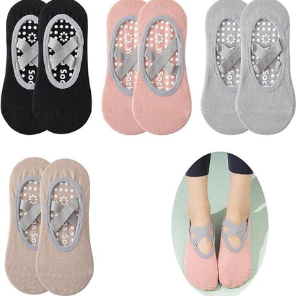 Yoga Socks (4 pairs) - Non-slip socks - Non-slip yoga socks for women - Sizes 35-41 - Pilates socks for women, Non-slip - Fitness Non-slip - Suitable for Pilates, Dance, Fitness.