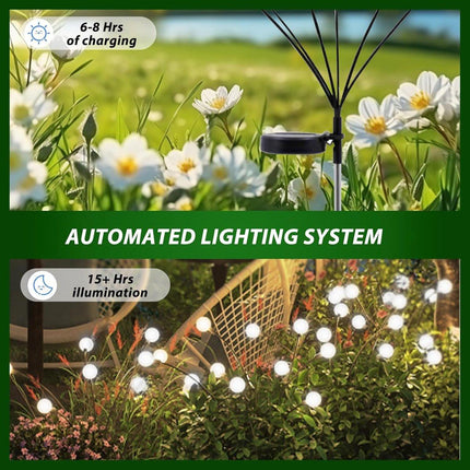 LED solar lights - Outdoor lighting - Solar garden lighting - Mood lighting - LED solar garden lights - Firefly-shaped - 12 flower pots x 2 - Waterproof, suitable for outdoor use - Ideal for decorating patio paths - White light.