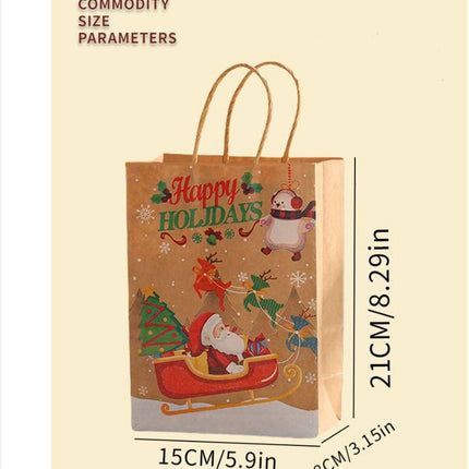 Gift Bags - 8 pieces - Christmas gift bags - Paper gift bags - Christmas gift bags - Kraft paper bags - Suitable for Christmas Eve and Christmas gift wrapping.