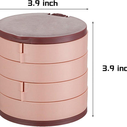 Jewelry Box - Foldable Storage Box - Rotating Jewelry Box with Multiple Layers - Elegant Storage Box for Earrings - Dust-free and Compact - Suitable for Earrings and Jewelry (Pink).