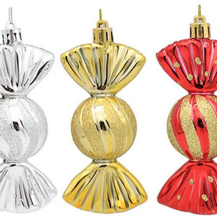 Christmas Decorations - Christmas Decorations - Painted Candy Christmas Tree Decorations - Champagne (5 per box).