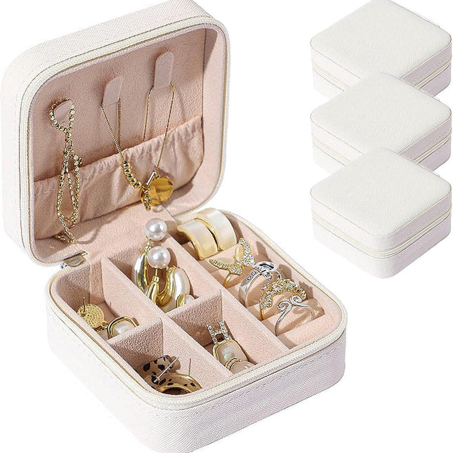 Jewelry Organizer Set - 3-Piece Set - Leather Jewelry Box - Portable Jewelry Organizer - Rings, Earrings, Necklaces, Bracelets - (White) - Jewelry Organizer - Christmas Gift - Birthday Gift.