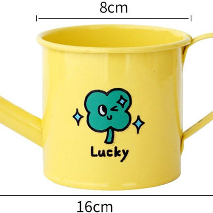 Casting Kettle - Iron Garden Small Household Casting Kettle - Bucket - Four-Leaf Clover - Yellow.