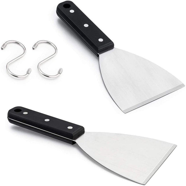 Spatulas - Pan Scrapers 2-Piece Set - For Food Processing and Cleaning - Perfect for Teppanyaki Flat Top Grills Indoor and Outdoor.