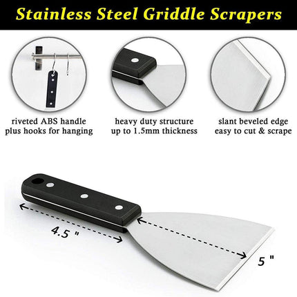 Spatulas - Pan Scrapers 2-Piece Set - For Food Processing and Cleaning - Perfect for Teppanyaki Flat Top Grills Indoor and Outdoor.