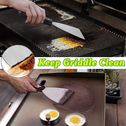 Spatulas - Pan Scrapers 2-Piece Set - For Food Processing and Cleaning - Perfect for Teppanyaki Flat Top Grills Indoor and Outdoor.