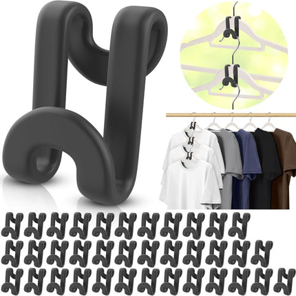 Hanger Hooks | Hooks - S-Hook Hangers - Black - Pack of 100 - Coat Hooks - Space-Saving Hanger Connector Hooks - Plastic Hanger Connectors - Ideal for Organizing Your Wardrobe.