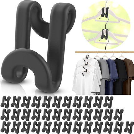 Hanger Hooks | Hooks - S-Hook Hangers - Black - Pack of 100 - Coat Hooks - Space-Saving Hanger Connector Hooks - Plastic Hanger Connectors - Ideal for Organizing Your Wardrobe.