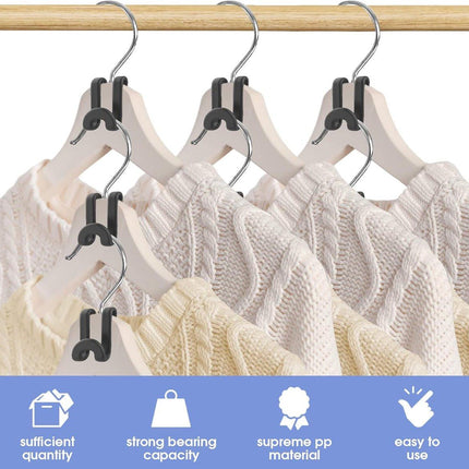 Hanger Hooks | Hooks - S-Hook Hangers - Black - Pack of 100 - Coat Hooks - Space-Saving Hanger Connector Hooks - Plastic Hanger Connectors - Ideal for Organizing Your Wardrobe.