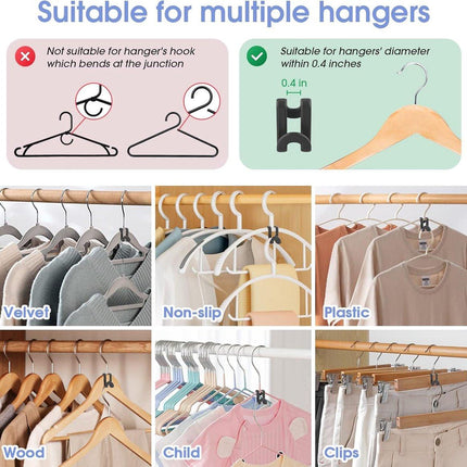 Hanger Hooks | Hooks - S-Hook Hangers - Black - Pack of 100 - Coat Hooks - Space-Saving Hanger Connector Hooks - Plastic Hanger Connectors - Ideal for Organizing Your Wardrobe.