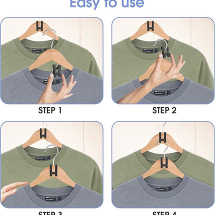 Hanger Hooks | Hooks - S-Hook Hangers - Black - Pack of 100 - Coat Hooks - Space-Saving Hanger Connector Hooks - Plastic Hanger Connectors - Ideal for Organizing Your Wardrobe.