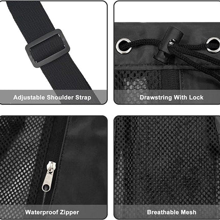 Backpack - Sports Bag - Travel Bag - Training Bag - Swimming Bag - 30*15*45cm - Mesh Material - Drawstring Design - Side Storage Space - Unisex - Suitable for Fitness, Swimming, Travel, Dancing, Camping（Gray）.