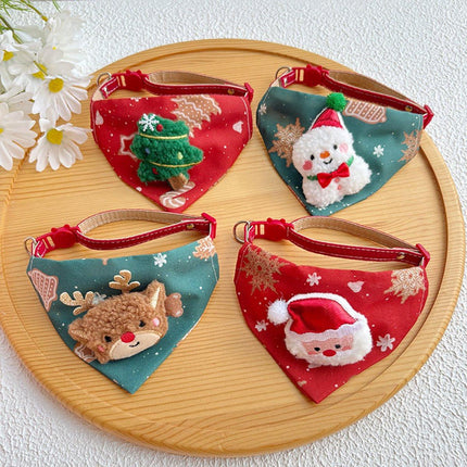 Pet Scarves - 4 Pack - Triangle Christmas Scarves for Dogs - Adjustable Scarves for Pets - Stylish and Breathable Bibs for Dogs - Buckle Design - Suitable for Autumn and Winter Christmas Outfits.