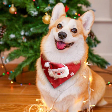 Pet Scarves - 4 Pack - Triangle Christmas Scarves for Dogs - Adjustable Scarves for Pets - Stylish and Breathable Bibs for Dogs - Buckle Design - Suitable for Autumn and Winter Christmas Outfits.