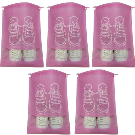 Shoe Bags - Pack of 5 - Shoe Bag - Travel and Storage Bag - Water-Repellent - Travel Organizer - Pink (43.5*32cm).