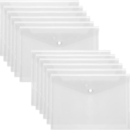 12 folders - plastic folders - transparent A4 format - waterproof - polyethylene - snap closure - ideal for office and school supplies.