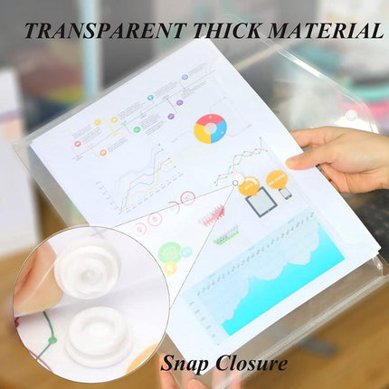 12 folders - plastic folders - transparent A4 format - waterproof - polyethylene - snap closure - ideal for office and school supplies.