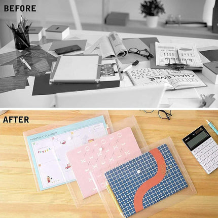 12 folders - plastic folders - transparent A4 format - waterproof - polyethylene - snap closure - ideal for office and school supplies.