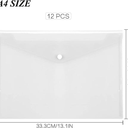 12 folders - plastic folders - transparent A4 format - waterproof - polyethylene - snap closure - ideal for office and school supplies.