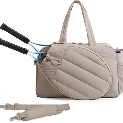 Tennis Bag - Tennis Backpack - 42L with Shoe Compartment - Sports Bag - Waterproof Racket Bag - Protective Racket Compartment - Portable as a Shoulder Bag - Camel.