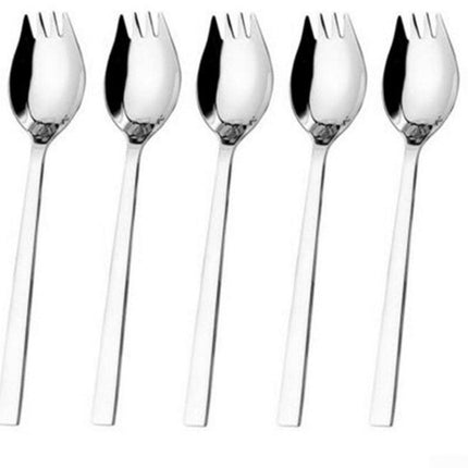 5-piece stainless steel cutlery set - fork and spoon - soup, salad and noodle spoons and forks.