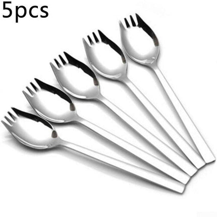 5-piece stainless steel cutlery set - fork and spoon - soup, salad and noodle spoons and forks.