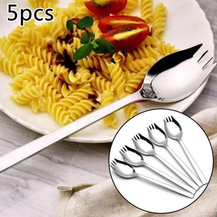5-piece stainless steel cutlery set - fork and spoon - soup, salad and noodle spoons and forks.