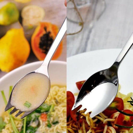 5-piece stainless steel cutlery set - fork and spoon - soup, salad and noodle spoons and forks.