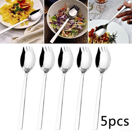 5-piece stainless steel cutlery set - fork and spoon - soup, salad and noodle spoons and forks.