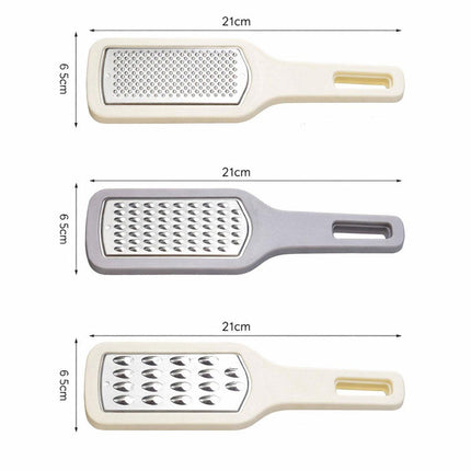 Grater - 3-piece set - Hand grater - Cheese grater - Ginger grater - Garlic grater - Stainless steel - Dishwasher safe - Silver.