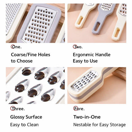 Grater - 3-piece set - Hand grater - Cheese grater - Ginger grater - Garlic grater - Stainless steel - Dishwasher safe - Silver.