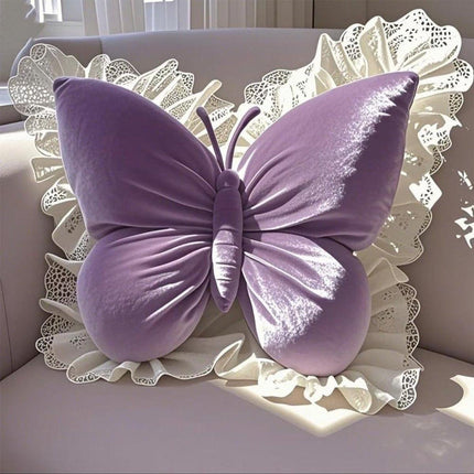 Decorative Cushions - Butterfly-shaped decorative cushion - Soft, supportive cushion - Suitable for office chairs and car seats (Purple).