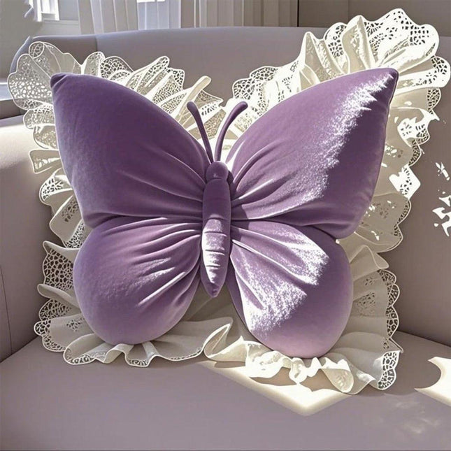 Decorative Cushions - Butterfly-shaped decorative cushion - Soft, supportive cushion - Suitable for office chairs and car seats (Purple).