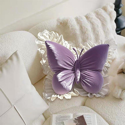 Decorative Cushions - Butterfly-shaped decorative cushion - Soft, supportive cushion - Suitable for office chairs and car seats (Purple).