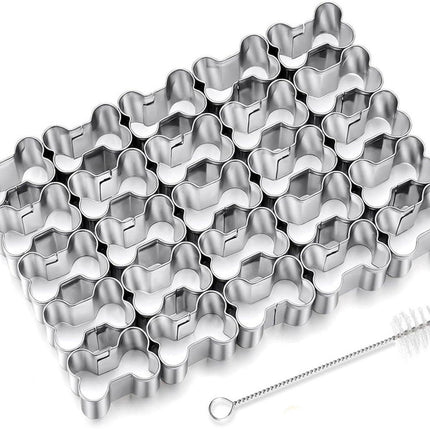 Bone Cookie Cutters - Stainless Steel Baking Cup Set - Kitchen & Baking Tools - With Cleaning Brush - Enjoy cooking with your kids..
