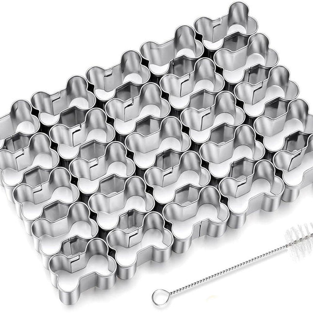 Bone Cookie Cutters - Stainless Steel Baking Cup Set - Kitchen & Baking Tools - With Cleaning Brush - Enjoy cooking with your kids..