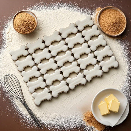 Bone Cookie Cutters - Stainless Steel Baking Cup Set - Kitchen & Baking Tools - With Cleaning Brush - Enjoy cooking with your kids..