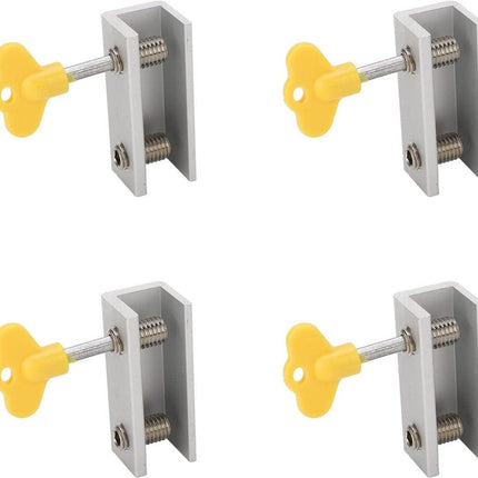 4-pack Door & Window Security - Aluminum and Stainless Steel - Reusable Window Locks - Improved Airflow - With Protective Pads - Suitable for Offices.