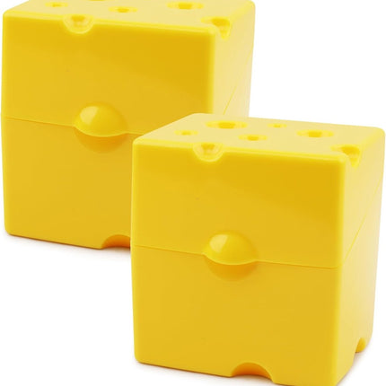2-Pack Cheese Storage Boxes with Lids - For Sliced & Grated Cheese in the Fridge - Dishwasher Safe.