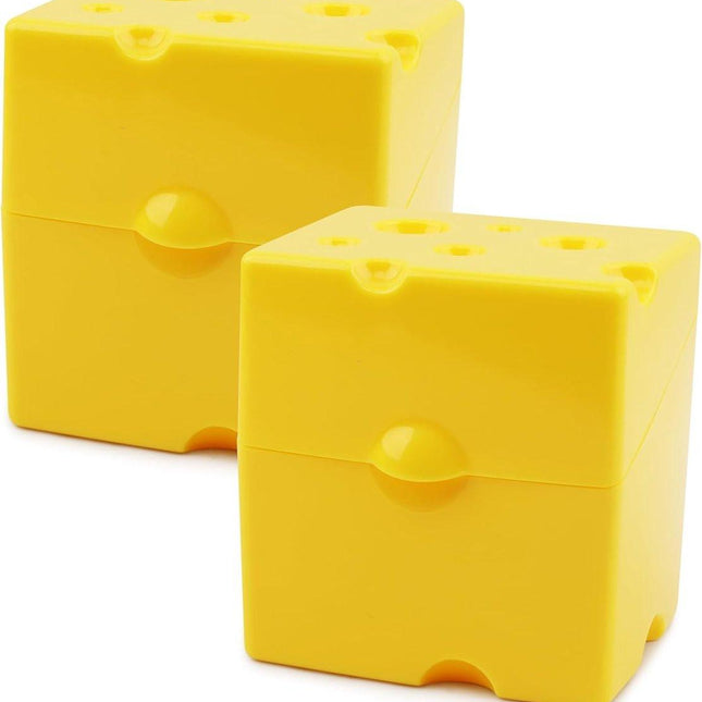 2-Pack Cheese Storage Boxes with Lids - For Sliced & Grated Cheese in the Fridge - Dishwasher Safe.