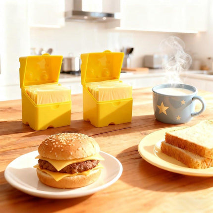 2-Pack Cheese Storage Boxes with Lids - For Sliced & Grated Cheese in the Fridge - Dishwasher Safe.