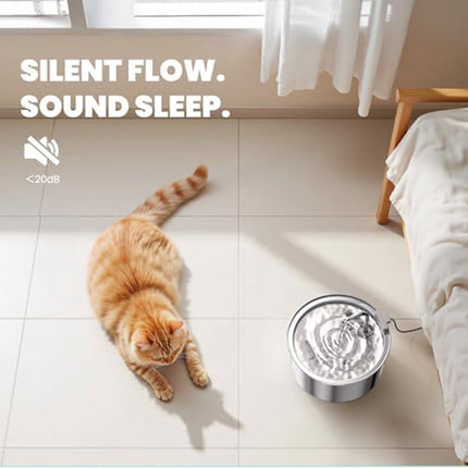 Cat Drinking Fountain - Quiet Drinking Fountain for Cats - 3.2L Stainless Steel Water Fountain with Filter - Cat Water Fountain - Cat Drinking Bowl - Includes 4 Cat Fountain Filters - for Cats and Dogs.